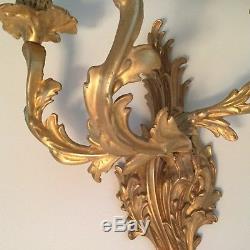 Pair of French antique gilt bronze wall sconces, end of 19 century