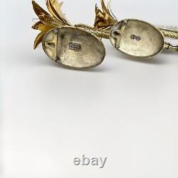 Pair of Heavy Brass Pineapple Candle Wall Sconces withHurricane Glasses