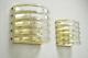 Pair of Hollywood Regency Brass & Clear Lucite Band Ribbon Wall Sconces Lights