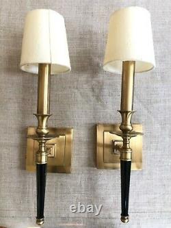 Pair of Hudson Valley 5221-AGB Salina 1-Lt Wall Sconce, Aged Brass