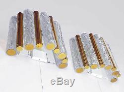Pair of KAISER Tube WALL SCONCES Frosted Glass, Brass Germany 1960s