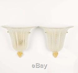Pair of MURANO Glass'BAROVIER & TOSO' VENETIAN WALL SCONCES (Gold Dust/Gilt)