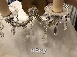 Pair of Maria Teresa Crystals Wall Sconces, 2 Lights 10W Electrical