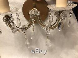 Pair of Maria Teresa Crystals Wall Sconces, 2 Lights 10W Electrical