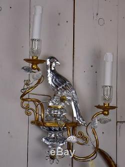 Pair of Parrot wall sconces in the style of Maison Baguès