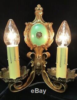 Pair of Restored Antique 1920s Art Deco Nouveau Style Candle Wall Sconce Lights