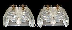 Pair of Vintage Glass Double Wall Lights Kaiser/ ModernIst Sconces 1970s
