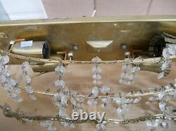 Pair of Vintage Gold Tone Wall Sconces with Crystals