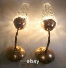Pair of Vintage Italian Brass and Glass Wall Sconce 1950s