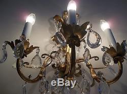 Pair of Vintage Italian Tole 3 Arm Electric Lighted Wall Sconces