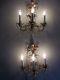 Pair of Vintage Italian Toleware 3 Arm Electric Lighted Wall Sconces
