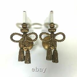 Pair of Vintage Lady b. Goode Wall Sconces Rope Sconces Old Gold Leaf