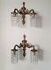 Pair of Wall Lights Down Lights with Strings of Crystals Vintage Bohemian