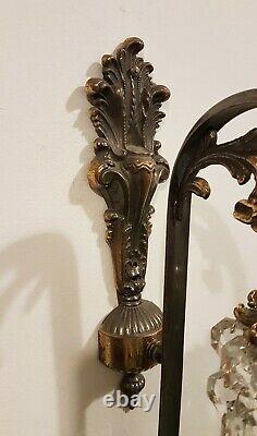 Pair of Wall Lights Rococo Baroque French Wall Down Lights with Crystal Icicles