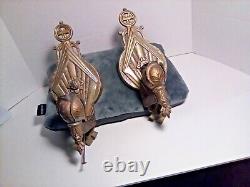 Pair of antique 1930's Lincoln Mfg Co wall sconce light fixtures rosebud design