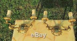 Pair of antique French Regency Two-Arm Wall Sconces Ducks Brass Stunning