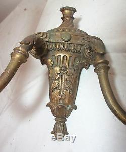 Pair of antique ornate 1800's Victorian gilt bronze electric wall sconce fixture
