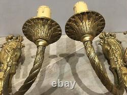 Pair of french vintage bronze wall light sconces