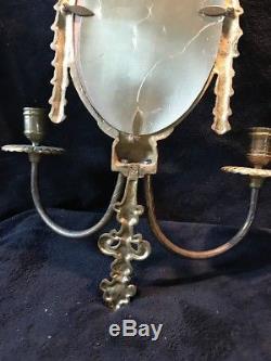 Pair of vintage Brass Glo-Mar ArtWorks Wall Sconces with Mirror & Candle Holders