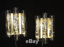 Pair of vintage wall lamps, sconces, frosted glass tubes, by DORIA Germany