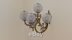 Pair old gas converted to electric brass wall sconce LARGE