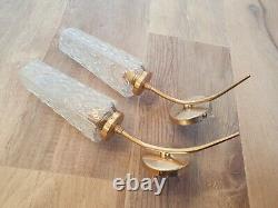 Pair vintage french brass Wall LIGHT SCONCES, mid century