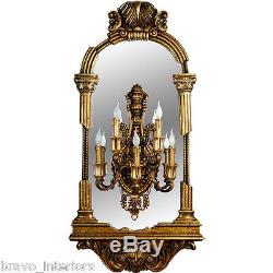 Palatial Mirrored Wall Sconce Gold Finish Traditional Classic Style Ships Free