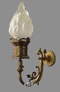 Period Gas Sconces c1890 Bronze Victorian French Style Antique Vintage Wall