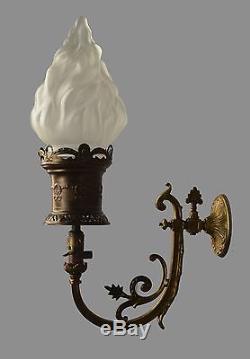 Period Gas Sconces c1890 Bronze Victorian French Style Antique Vintage Wall