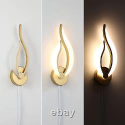 Plug in Wall Light Modern LED Wall Lamps for Bedrooms Living Room Set of 2 Gold
