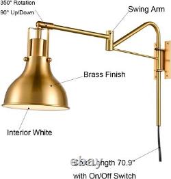 Plug in Wall Sconces Set of Two Gold Swing Arm Wall Lamp Modern Wall Mounted