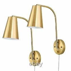 Plug in Wall Sconces, Wall Sconces Set of Two, Modern Wall Lamp with Plug Gold