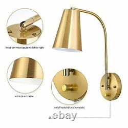 Plug in Wall Sconces, Wall Sconces Set of Two, Modern Wall Lamp with Plug Gold
