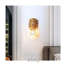 Pobllem Lion Head Wall Sconce Gold Modern Crystal Wall Sconce Lion Head Wall