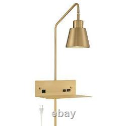 Possini Euro Trina Plug-In Wall Lamp Shelf with Dual USB Port and Outlet