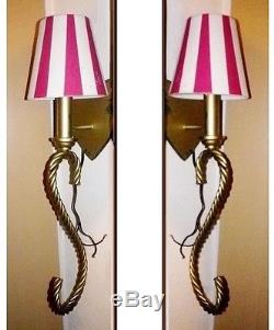 Pr Victoria Secret Wall Sconce Light Fixture Pink White Brass Gold Nursery Decor