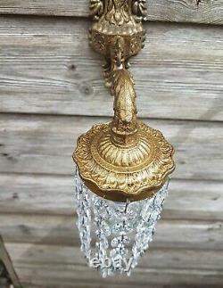 Pretty French Wall Lights / Down Lights Strings of Crystals -2 Pairs Available