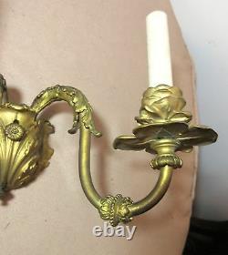 QUALITY antique ornate gilded dore bronze brass electric wall fixture sconce
