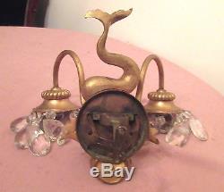 Quality antique ornate dore bronze electric figural dolphin wall sconce fixture