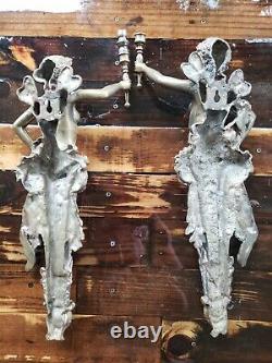 RARE 21 Angels Fairy Women Naked HEAVY Vintage Brass BRONZE Light WALL SCONCE