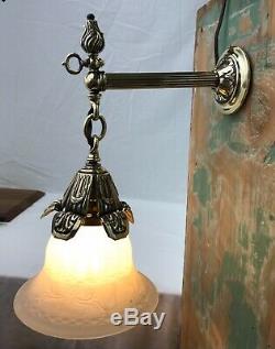 RESTORED Antique Victorian Ornate Brass Wall Sconce Lamp Gas, Converted Electric