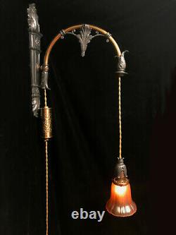 Rare Antique Victorian Adjustable Counterweighted Pull Down Wall Sconce Light