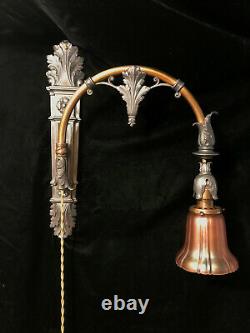 Rare Antique Victorian Adjustable Counterweighted Pull Down Wall Sconce Light