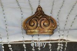 Rare Huge Vtg Syroco Gold 9 Arm Candle Wall Sconce Crystal Mid Century Ornate