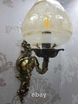 Rare VINTAGE VICTORIAN ORNATE WALL Crystal Globes Wired Pair of SCONCES applique