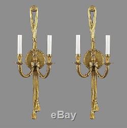 Regency 25 French Brass Wall Sconces c1950 Vintage Antique Gold Wall Lights