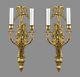 Regency Brass Gold Wall Sconces c1950 Vintage Antique Lights French Style