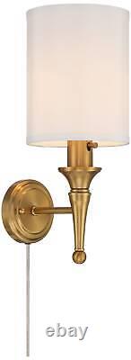 Regency Hill Braidy Warm Gold Traditional Plug-In Wall Sconces Set of 2