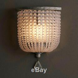 Retro Country Style Single Light Wood/Crystal Beaded Indoor Wall Sconce Fixture