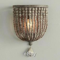 Retro Country Style Single Light Wood/Crystal Beaded Indoor Wall Sconce Fixture